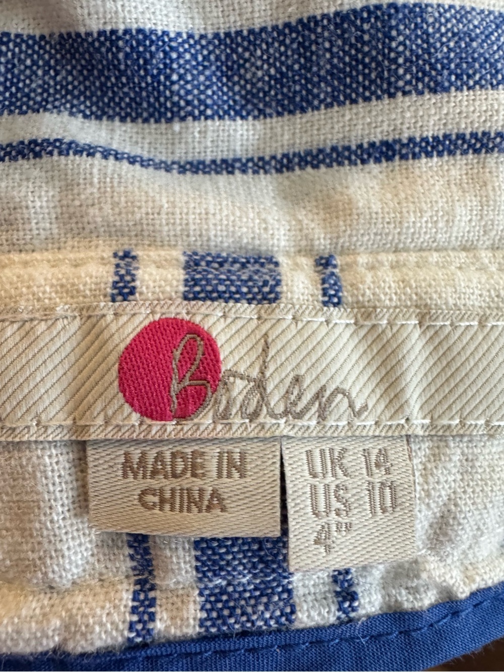 Boden Saint Ives linen blend paperbag shorts - cobalt blue stripe - Picture 4 of 4